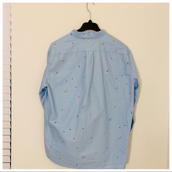 ⛵ (NWT) J. CREW Light Blue Patterned Casual Button Down Shirt - Picture 6 of 6